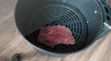 Put the steak into an airfryer 