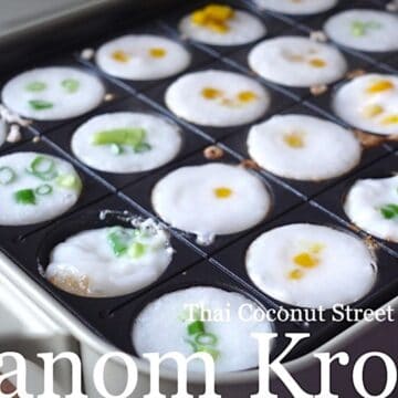 Kanom Krok on the pot, with sweet corn & spring onion filling