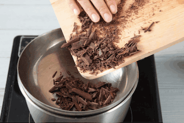 adding chopped chocolate